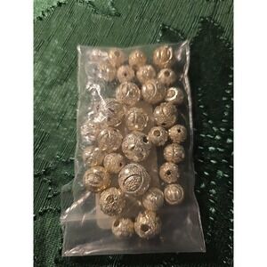 Antique Silver Plated Copper Beads Assorted Charms #179 Bundle W/ Others Listed